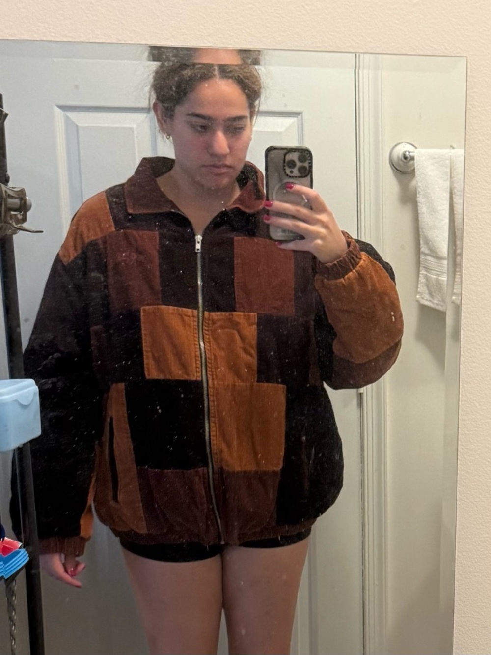 BDG Patchwork Corduroy Bomber Jacket - Black & Brown